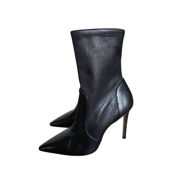 Stuart Weitzman Boots Size 8 Power Bootie Leather Pointed Toe in Black NEW - Picture 2 of 6